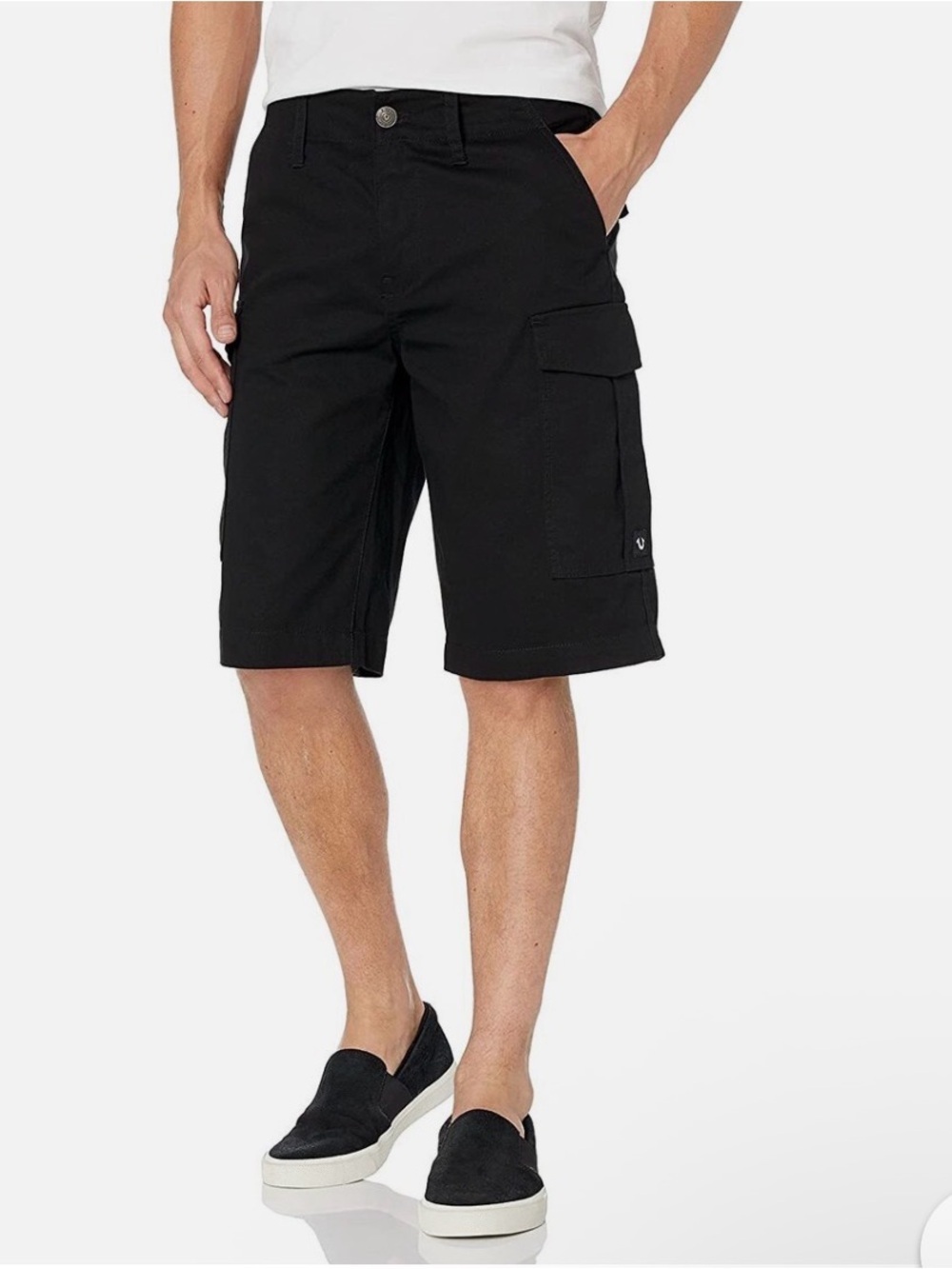 True Religion Men's Black Cargo Shorts with Flap Pockets Size 38